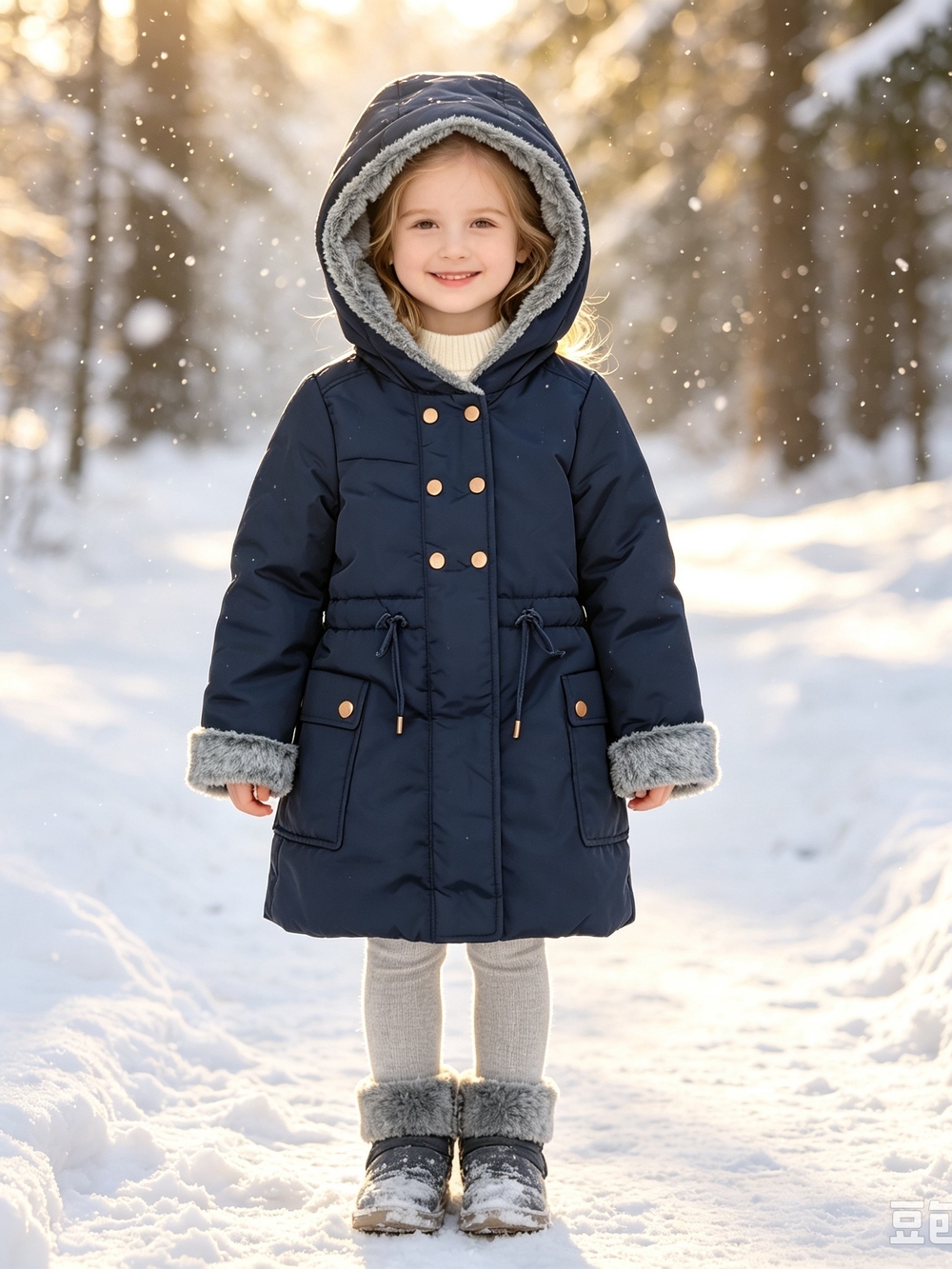 2/75 French brand Absorba Winter Coat with Faux Fur Trim - Cozy Hooded Parka